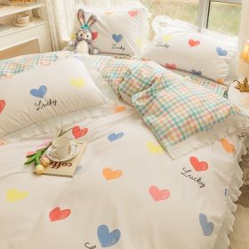 Washed Cotton Small Floral Quilt Cover, Four Piece Bed Sheet Set (Option: Dream-2m flat sheet 4pcs set)