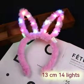Luminous Plush 14 Lamp Rabbit Ears Headband (Option: 14 Lamp Rabbit Ears Pink)