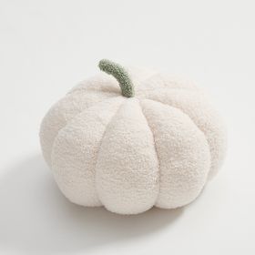 Nordic Pumpkin Round Pillow Plush Pillow Knitted Yarn (Option: Milky white-28cm in diameter)