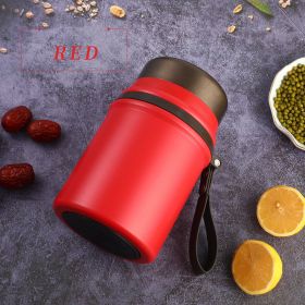 Household Portable Large Capacity Stainless Steel Braised Cup (Option: Red-800ml)