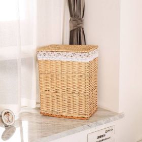 Storage Basket Rattan Large Toy With Lid (Option: Log Covered Rose-44X34X57cm)