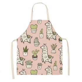 Alpaca Cartoon Cotton Linen Apron Sleeveless Antifouling Kitchen Home Cooking Waist Hanging Neck Kids' Bib (Option: 4-65 X53cm Conventional)