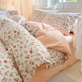 Cotton Four-piece Set Simple Small Floral Bedding (Option: Picnic Rabbit-200cm)